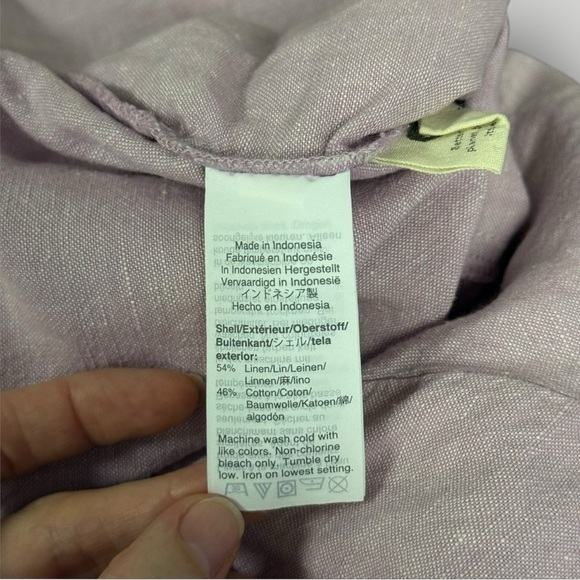 Madewell Linen-Cotton Pleat-Sleeve Jumpsuit Pink Purple Sz 2 - Picture 7 of 10